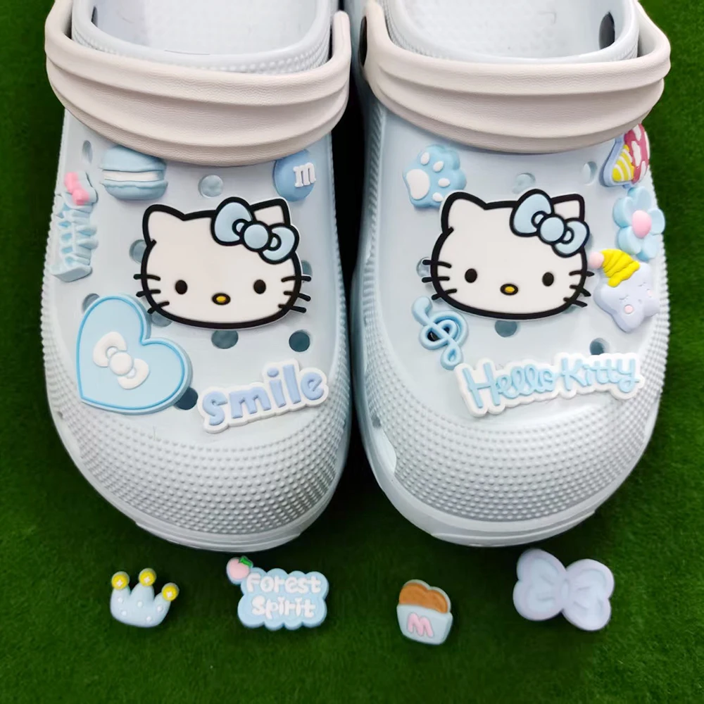 New 1-100pcs Mesuca Cute Hello Kitty Letter Cartoon Series PVC Shoe Accessories DIY Creativity Sandal Girl Party Decorations