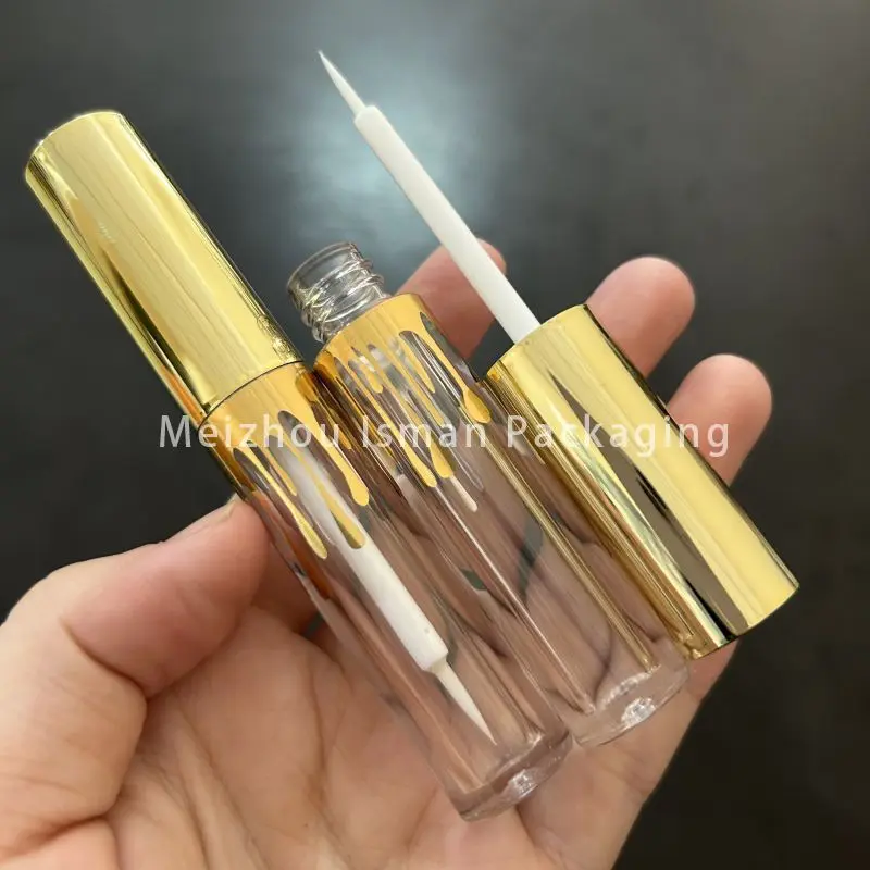 

50Pcs fancy bling golden empty round cylinder liquid eyeliner containers tube makeup packaging 2.5ml eyeliner bottle