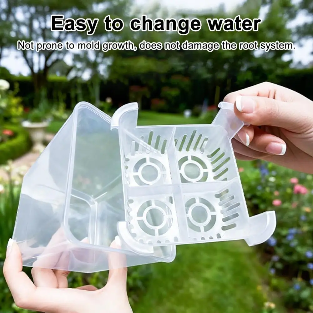 

Гидропонный цветочный горшок на 4 ячейки с резервуаром, для выращивания тюльпанов, пластиковый, с внутренним дренажным горшком, для домашнего садоводства