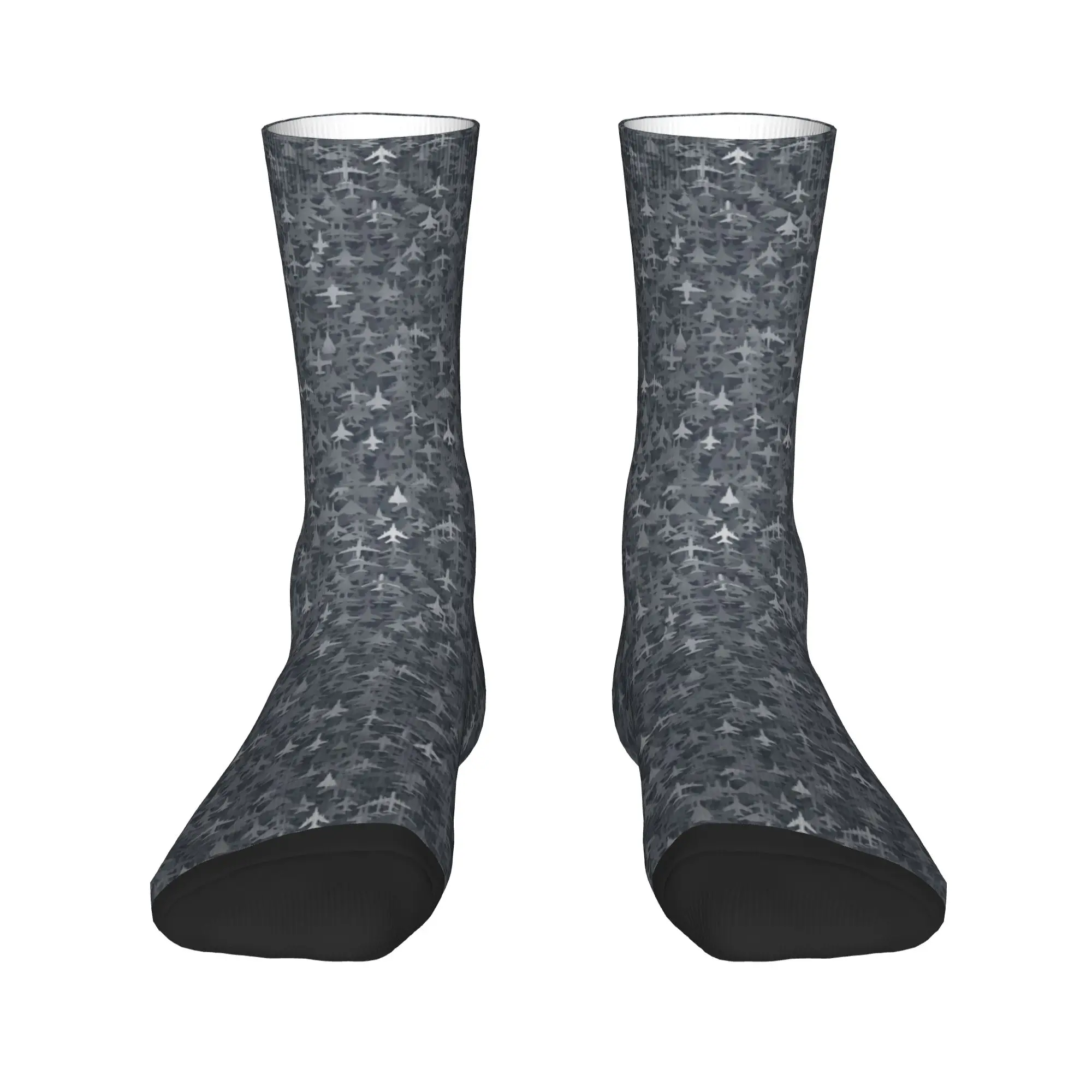 

Fun Men's Aviation Airplane Pilot Camouflage Dress Socks Unisex Comfortable Warm 3D Printed Crew Socks