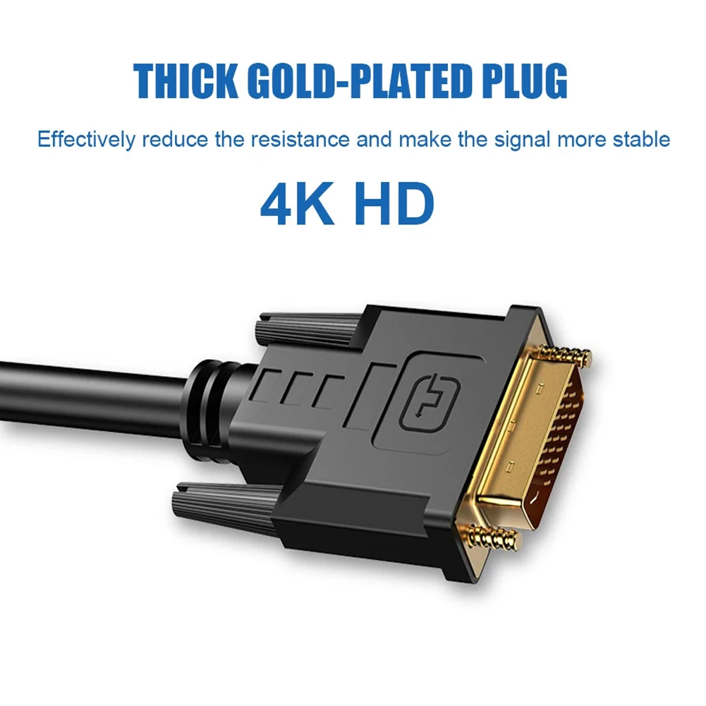 4K HD Multimedia Ports To DVI Adapter Cable 24+1 DVI To High Definition Multimedia Ports Bi-direction Converter Cable