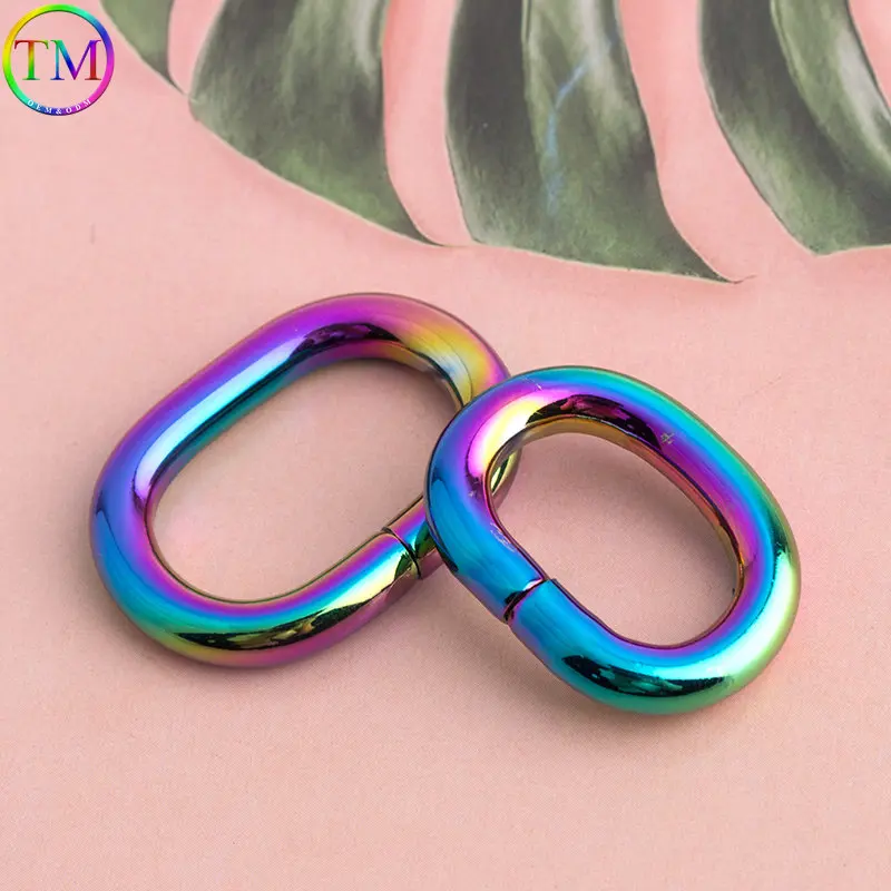 20mm 25mm Rainbow Triangle Openable Connect Hook Buckles Oval O Ring Adjuster Buckle Connectors For Diy Hardware Accessories