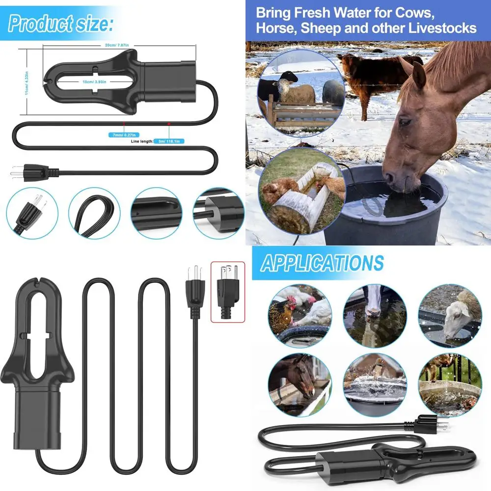 

500W Submersible Bird Bath Heater for Poultry, Livestock, and Wildlife Drinking in Winter