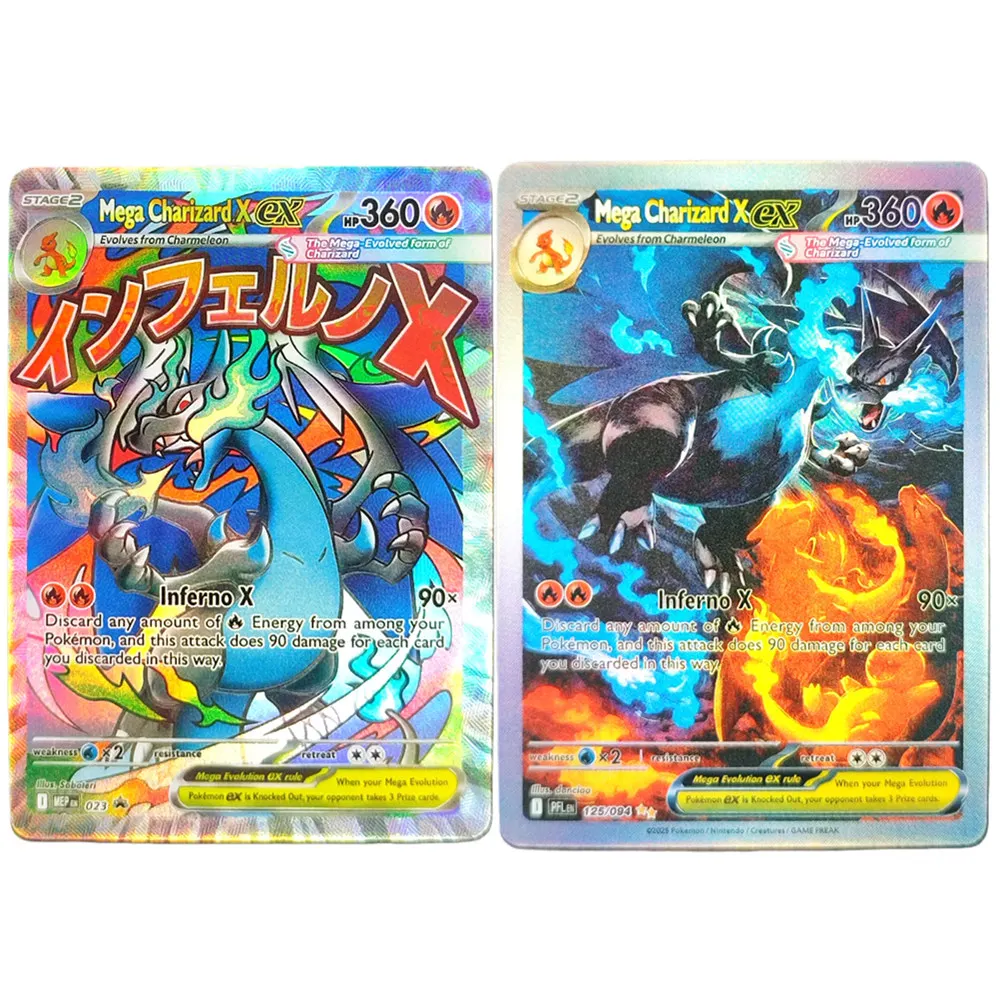 DIY PTCG Inglês PFL Cartão Inferno X Mega Charizard X EX MEP 023 125/094 Jogo de cartas comerciais