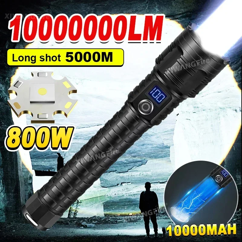 Powerful High Power Led flashlight 10000MaH Rechargeable Led Flashlight Telescopic Zoom Outdoor Tactical Lantern Hunting Torch