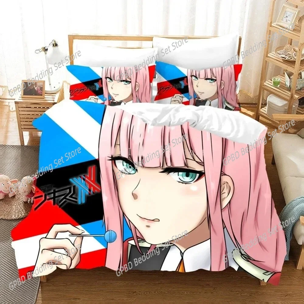 

Anime Darling in the Franxx Zero Two 02 Bedding Set Boys Girls Twin Queen Size Duvet Cover Pillowcase Bed Kids Adult