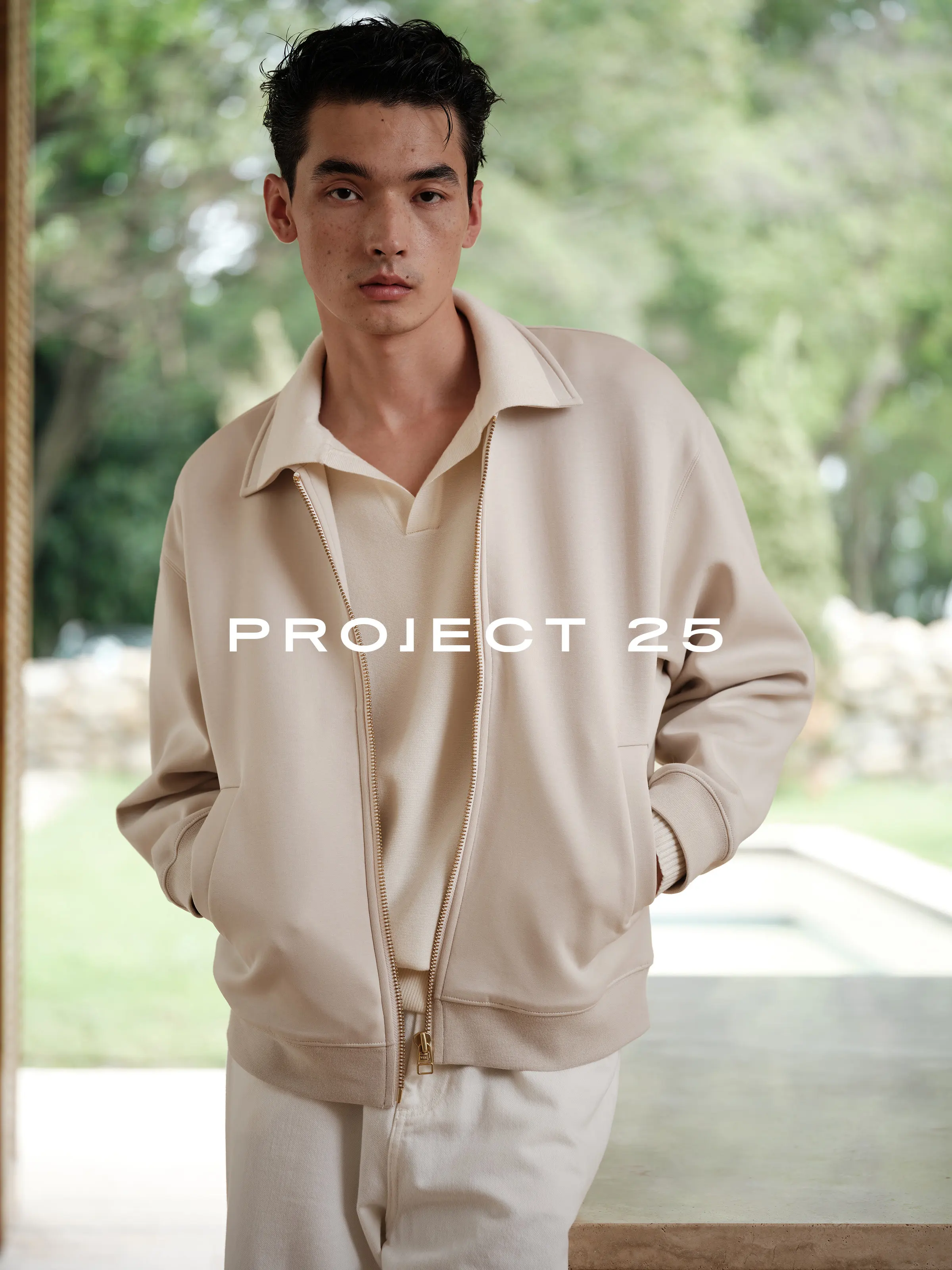 PROJECT 25 Men's Miu Style Cotton Lyocell Lapel Collar Relaxed Fit Casual Commute Zip Up Sweatshirt Jacket Coat