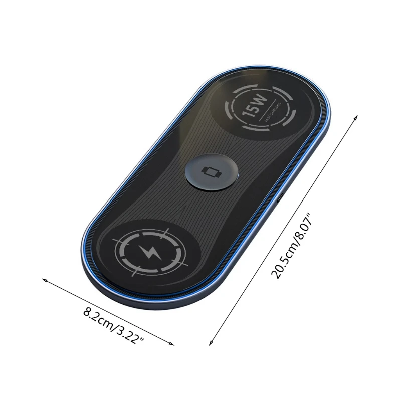 Estación de carga inalámbrica 3 en 1, cargador inalámbrico rápido de 8mm de distancia de detección para Apple 12 y más