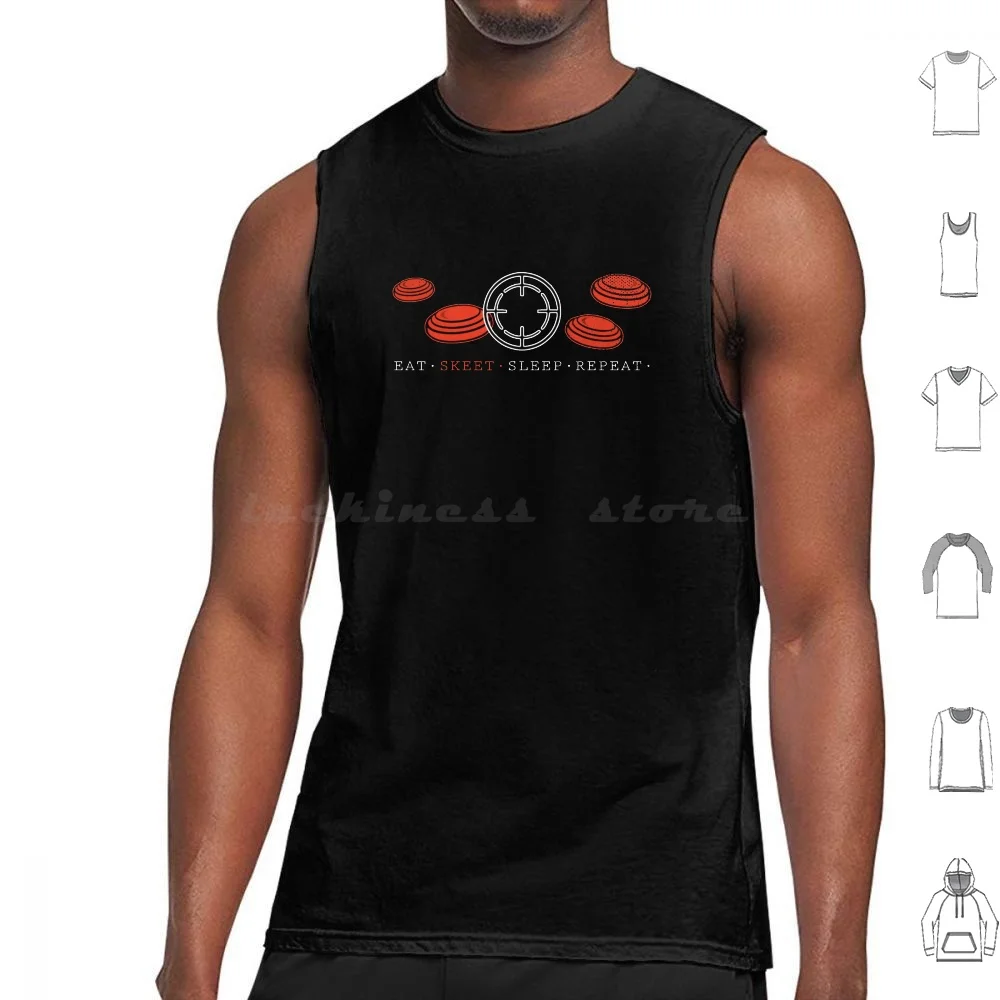 Eat Skeet Sleep Repeat Clay Pigeon Trap Shooting Design Tank Tops Vest Sleeveless Bird Hunting Rifle Shooting Skeet Hunting