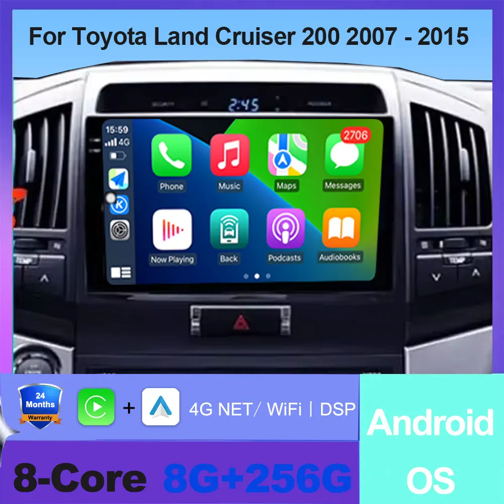

Carplay Android For Toyota Land Cruiser 200 2007 - 2015 Car Autoradio Multimedia Video Stereo Monitor Navigation GPS Radio