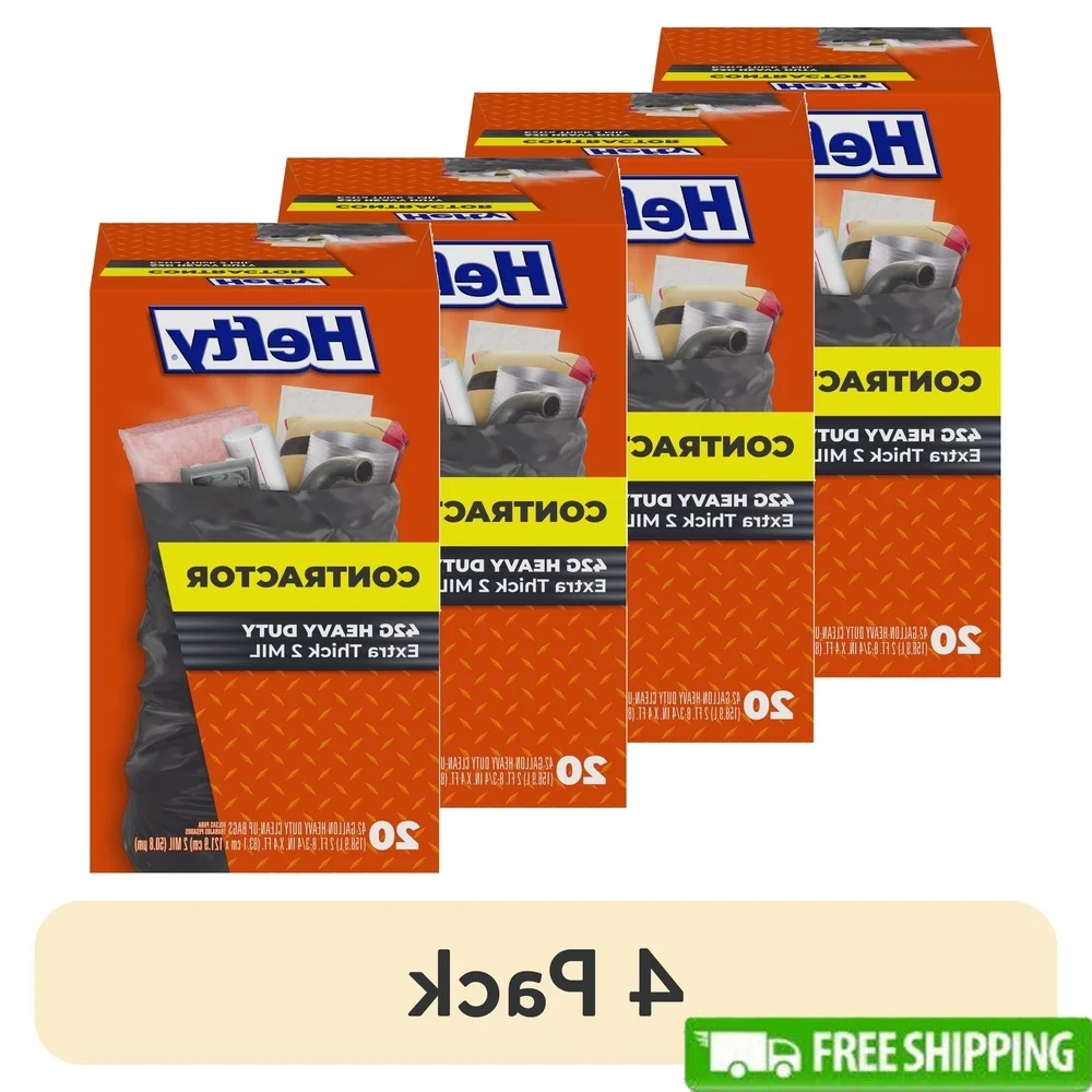

Heavy Duty Large Trash Bags 42 Gallon Puncture Resistant Extra Long Twist Tie Closure DIY and Commercial Use 20 Count