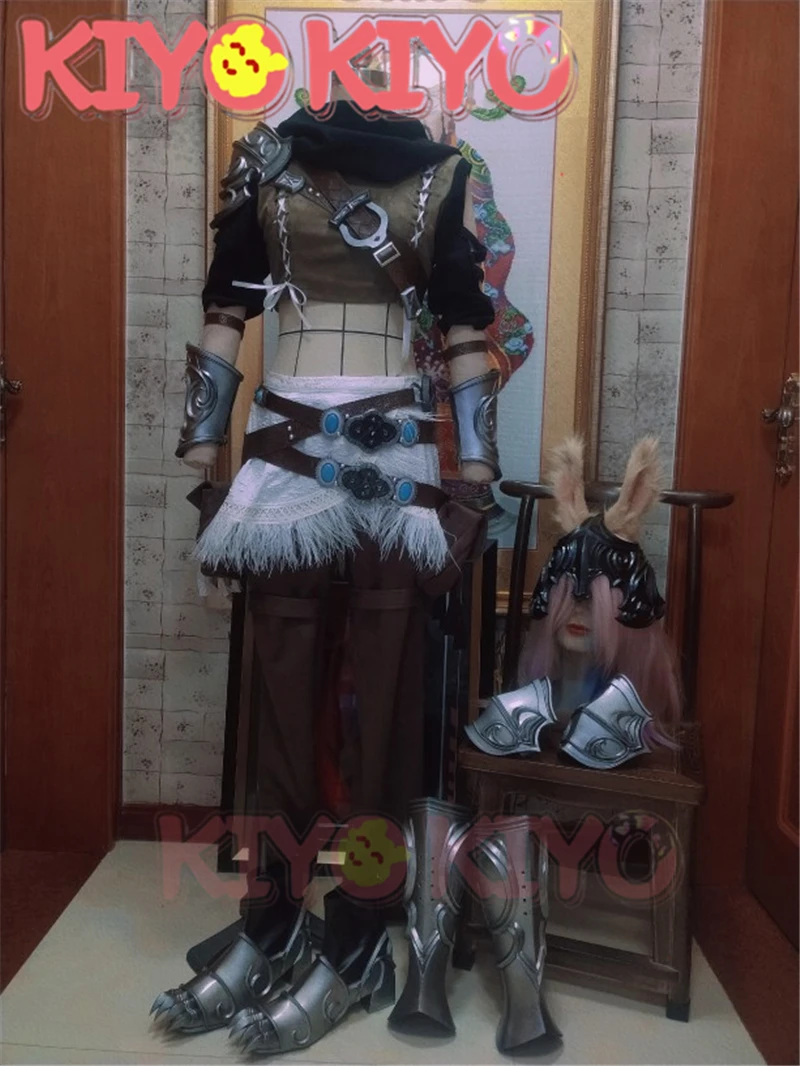 KIYO-KIYO FF14 Costume Final Fantasy XIV Viera Set Full set Custom made size Halloween costumes For man