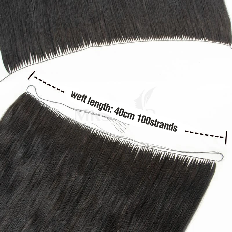 حزم شعر ريشة غير مرئية ملحقات خط الصيد الطبيعي شعر الإنسان غير ريمي حلقات صغيرة غير مرئية لحمة شعر 100 فروع #2