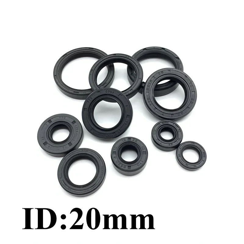 2Pcs TC Oil Seal Skeleton Gasket ID20mm OD 26mm ~72mm Black Nitrile NBR Simmer Ring Rotary Shaft Gasket