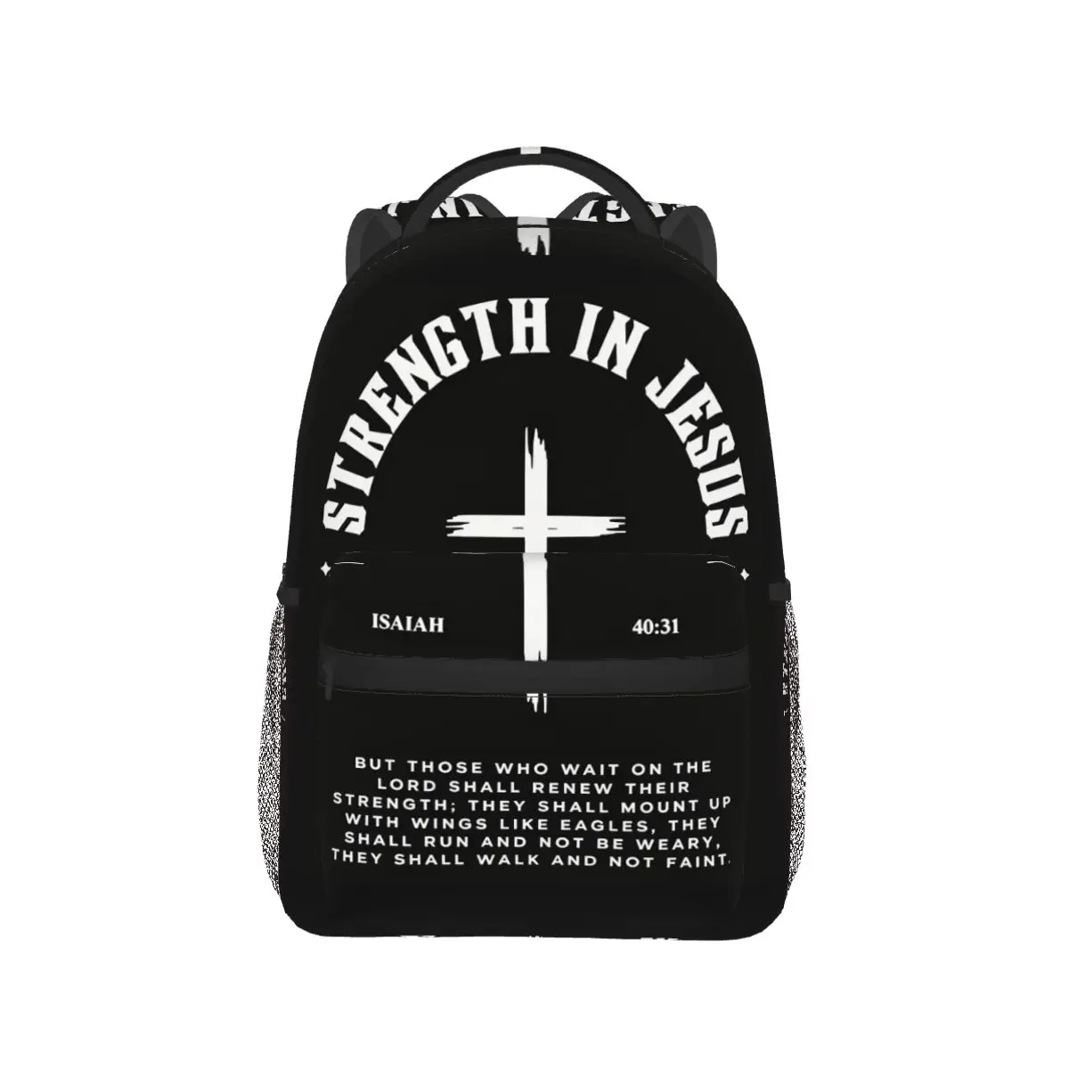 Christian Strength In Jesus Bible Verse Backpack Hot Sale Daypack Large Capacity BookBag School Bag Shoulder Bags for Men Women
