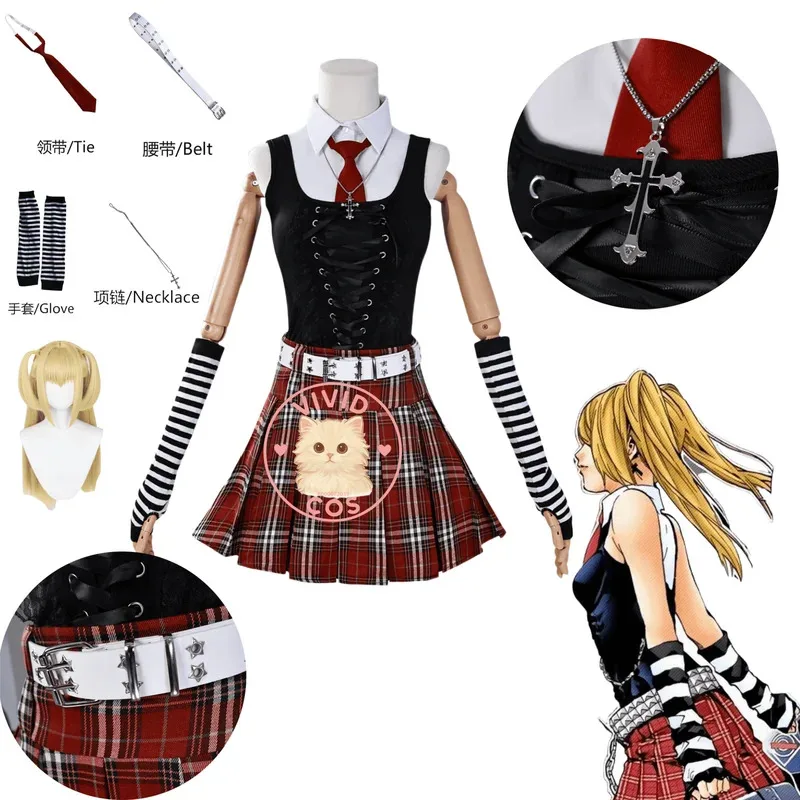 

Manga Misa Amane Cosplay Costume Fashion Anime Cute Red Plaid JK Skirt MisaMisa Role Play Dress for Women Adult Comic Con Party