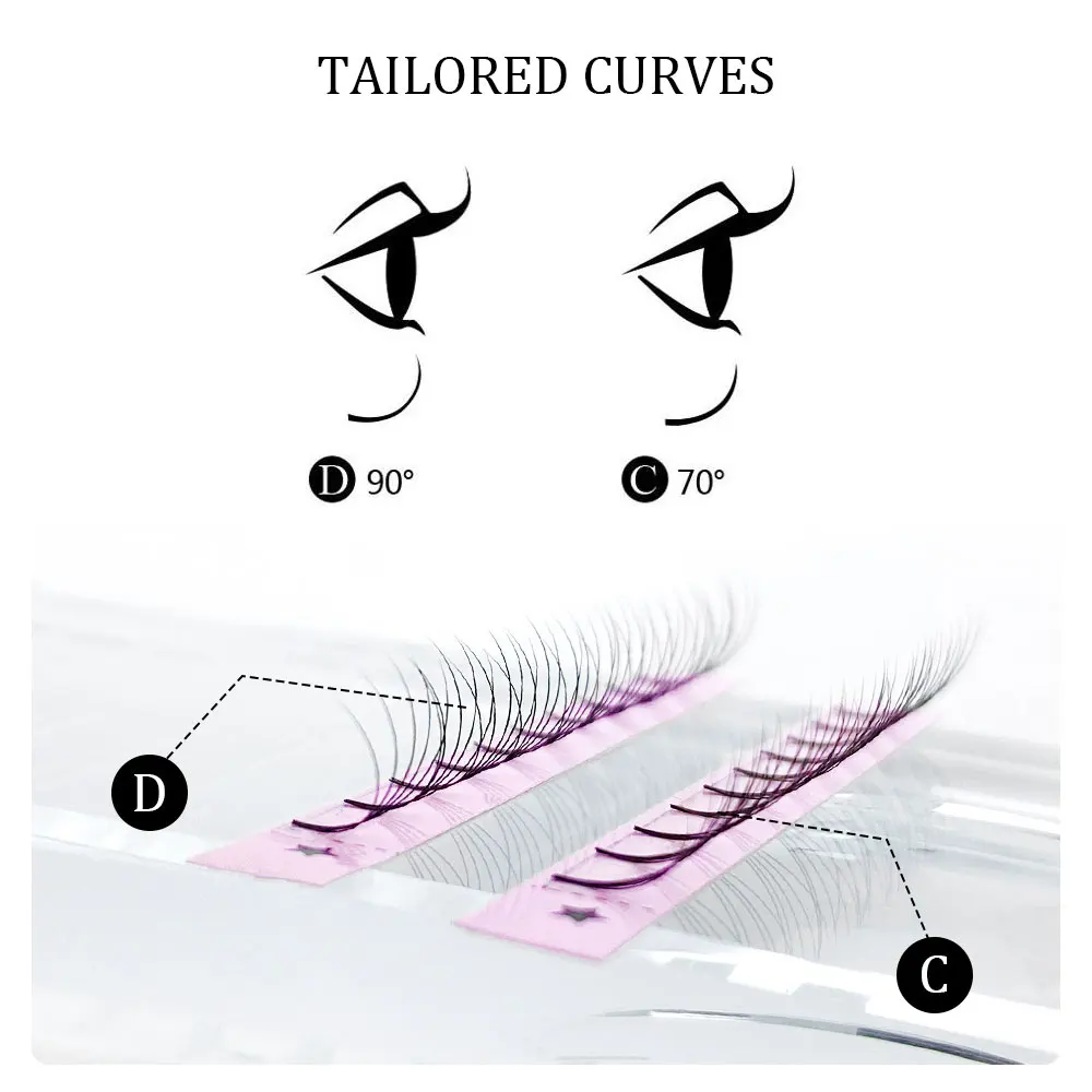 ABONNIE Extensão de cílios de volume russo de haste curta de veludo 3D/4D/5D/6D Ventiladores Extensões de cílios