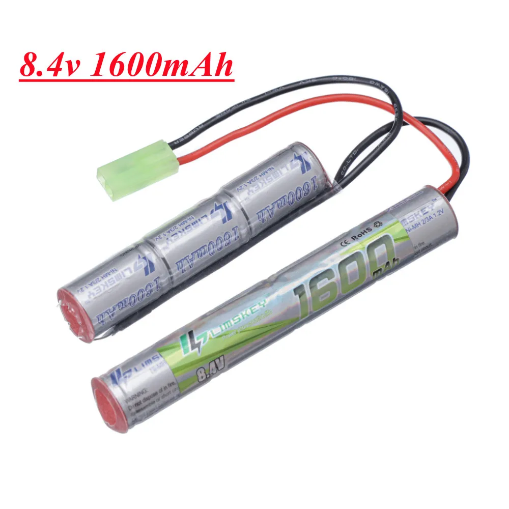 2/3A 8.4v 1600mAh Butterfly Nunchuck NIMH Battery Pack with Mini Tamiya Connector for Airsoft Guns M110, SR25, M249, G3