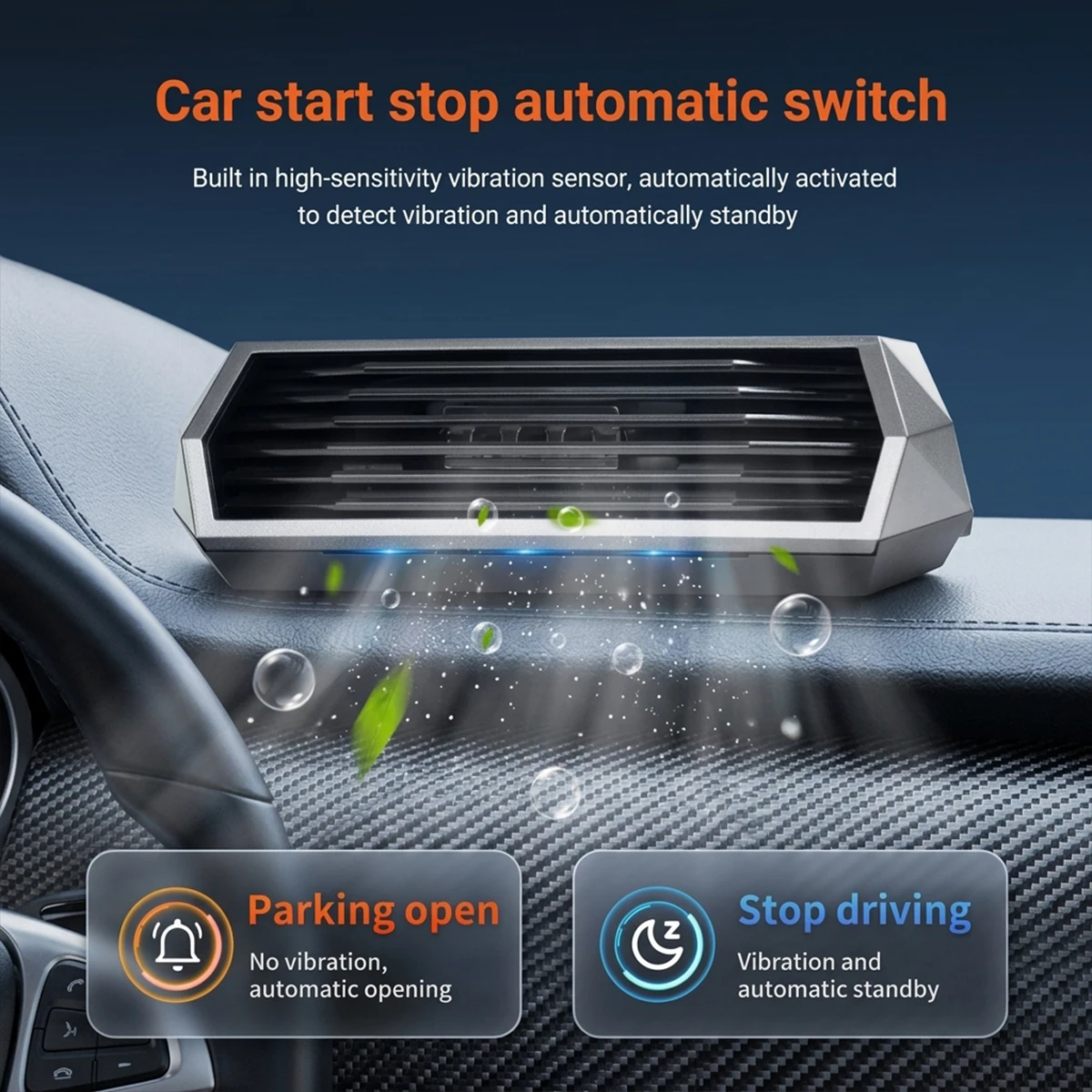 Solar Car Ozone Air Purifier Auto Vibration Sensor Start‑Stop Negative Ion Cleaner Remove Smoke Bad Odor Auto For Car Freshener view 5