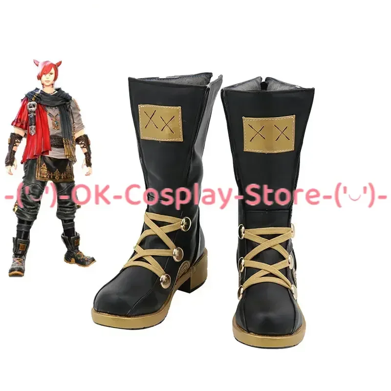 G'raha Tia Cosplay Shoes Game FF14 Cosplay PU Leather Shoes Halloween Carnival Boots Cosplay Props Custom Made