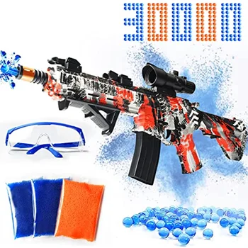 Gel Ball Blaster M416 Toy Gun with 30000 Water Beads 2 Shooting Modes Outdoor Yard Activities Team Shooting Game for Boys/Girls