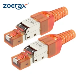 ZoeRax RJ45 connectors Cat6A CAT7 CAT8 Tool-Free Shielded RJ45 Termination Plug Connector, Zinc Alloy Metal Housing