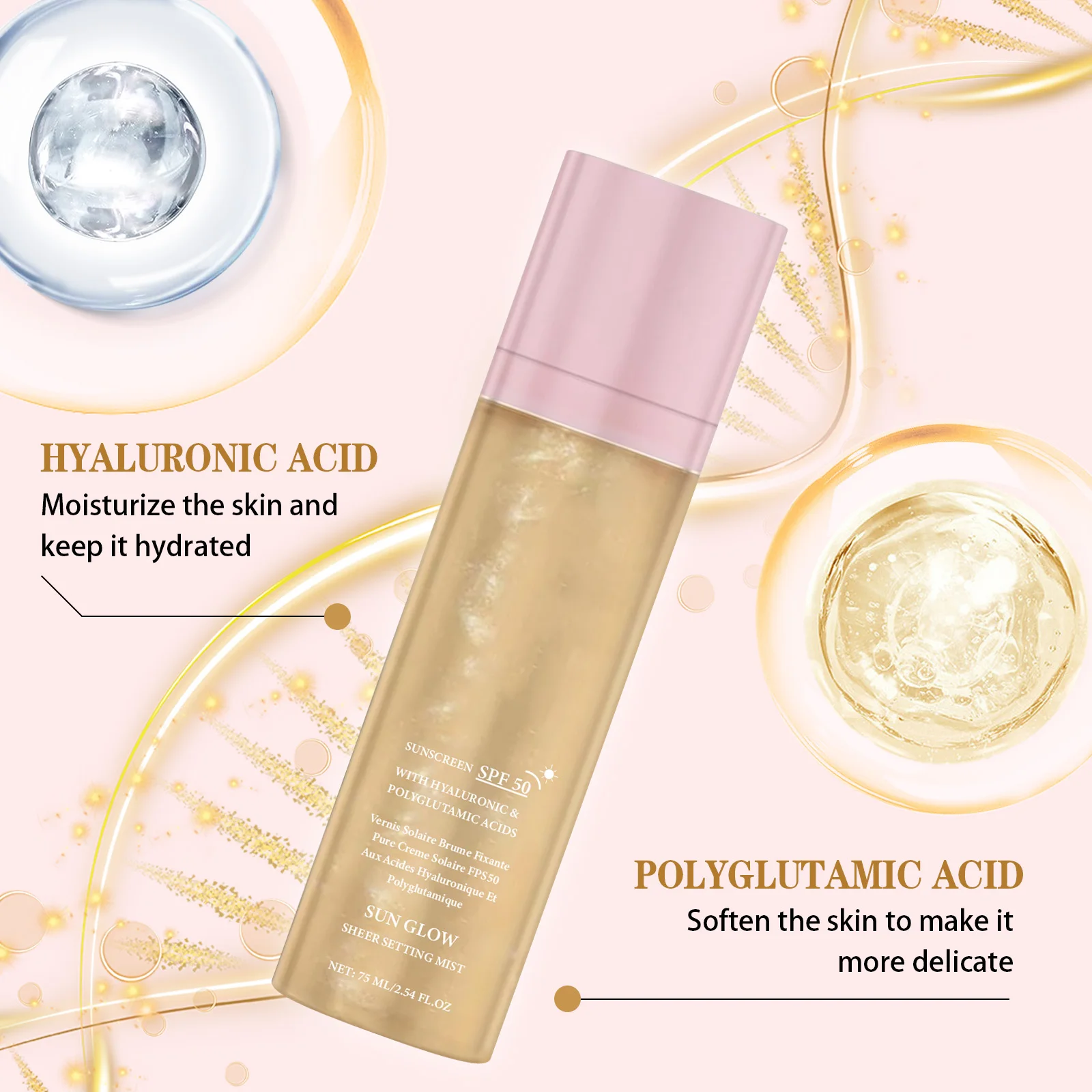 Spray de réglage de maquillage SPF50 +, contrôle de l'huile, longue durée, mat, naturel, Non gras, imperméable, fixateur de Formation de Film rapide, Spray de maquillage