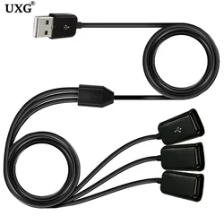 1m 0.3m Cabo de Extensão USB 3 em 1 Carga USB Rápida 3A Data de Carregamento Cabo Y Splitter Cabo USB Macho para USB Feminino 1 a 3 Cord