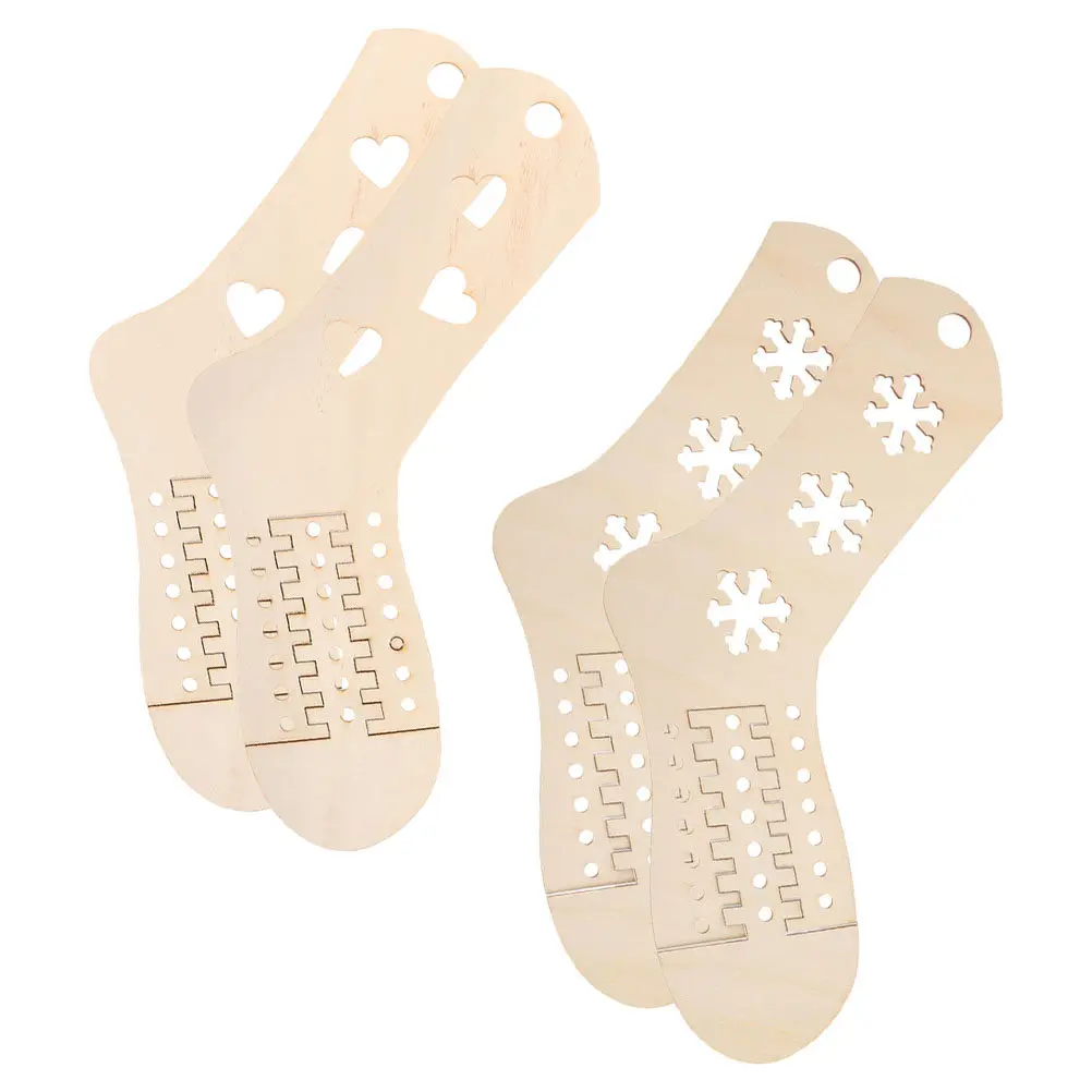 4Pcs Wood Sock Blockers Adjustable Size DIY Sock Stretchers Knitting Crochet Stocking Display Tools Hand Knitting Blocking Kit