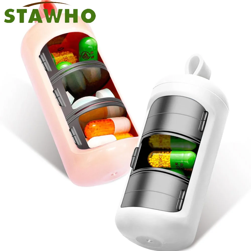 1PC Pill Organizer 3 Compartments Portable Pill Case Travel Moisture Proof Pill Box for Tablets Vitamins Liver Oil Supplements