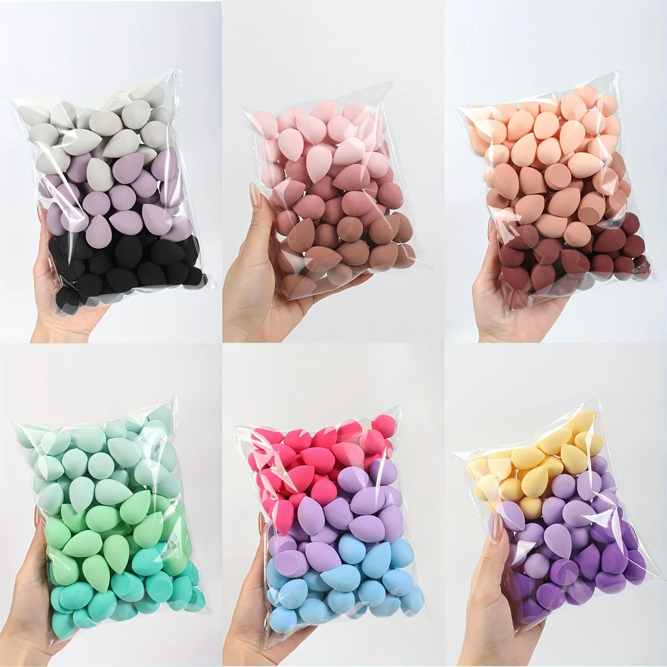 Set mini spugnette per trucco da 50 pezzi: miscelazione impeccabile del fondotinta per liquidi, a doppio uso bagnato/secco per tutti i tipi di pelle