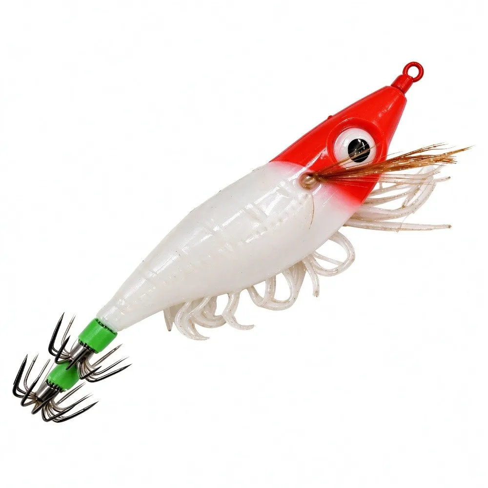 3pcs 3pcs Set Squid Jig Lures 12g/10cm Softfoot Material Fishing Lures Luminous Design Bait Type Shrimp Lures Squid Fishing