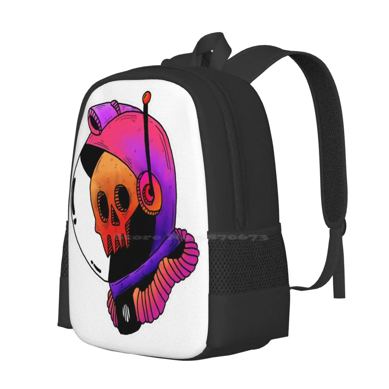 Spaceman Hot Sale Schoolbag Backpack Fashion Bags Skeleton Colored Retro Space Astronaut Skull Colourful Colorful