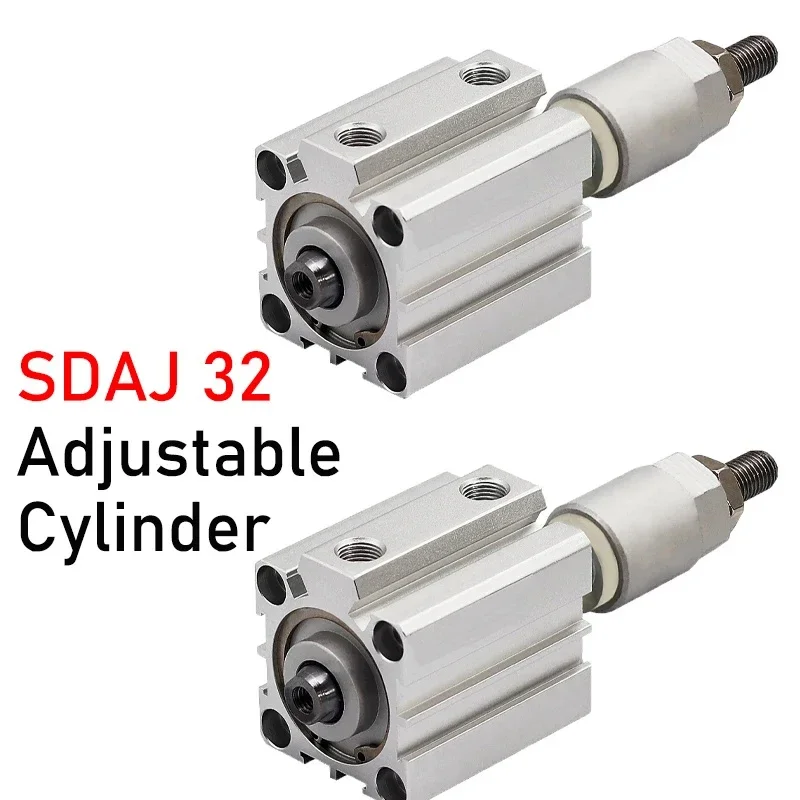 

SDAJ32 Series Adjustable Stroke Air Pneumatic Cylinder 20/30/40/50/75/100 Compact Cylinder -20-30-50-S-B-SB Double Acting