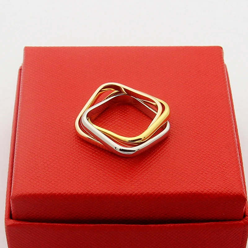 Hot Brand Classic Tricolor Style Square Rings Stainless Steel 3-in-1 Fastness Ring For Men Women Fashion Jewelry