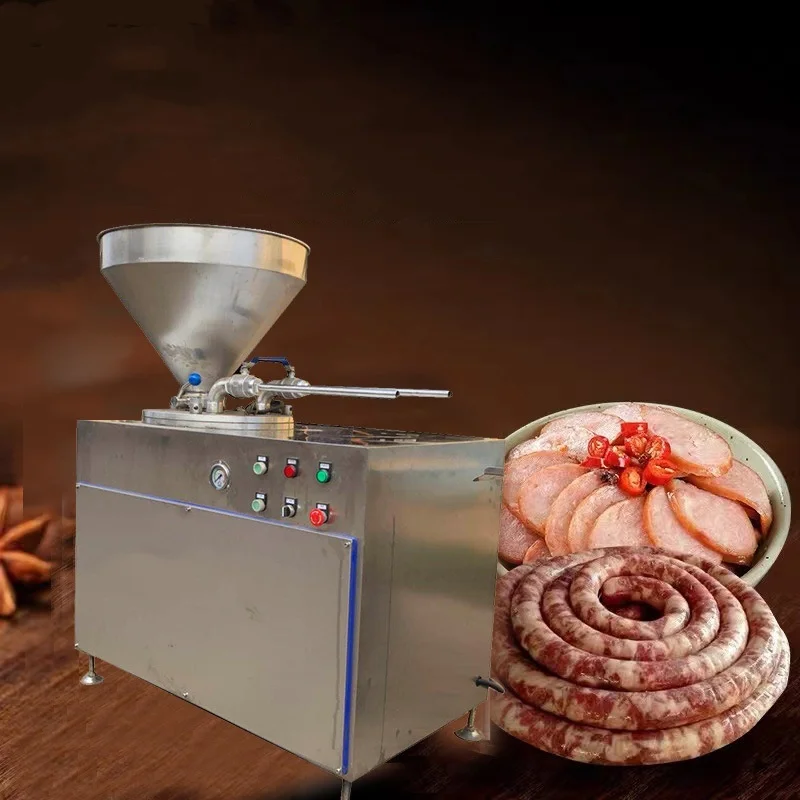Commercial double-head stainless steel electric vacuum sausage stuffer highly automated hydraulic sausage machine