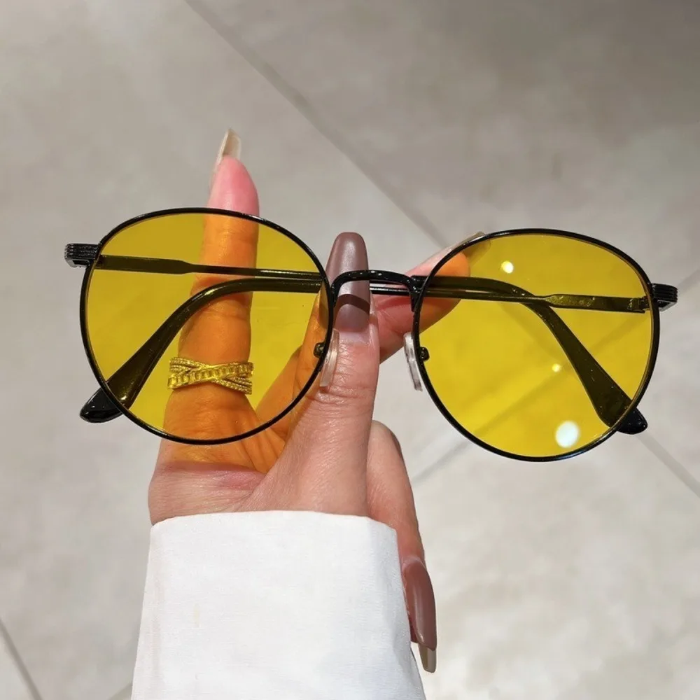 Frauen Männer Sonnenbrille Runde Sonnenbrille Neue frauen Metall Rahmen Angeln Gläser Brillen UV400 Shades für Dame – Detail 3