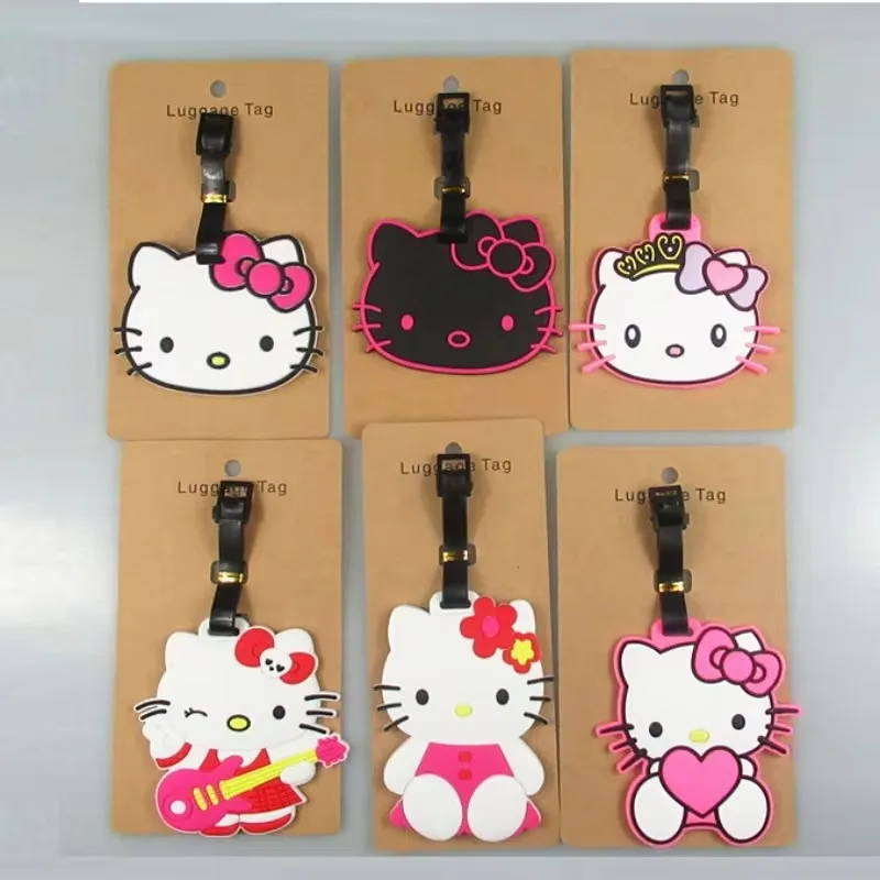 Kawaii Cinnamoroll Luggage Label Anime Sanrio Kuromi Melody Hello Kitty Luggage Tag Suitcase ID Address Holder Baggage Boarding