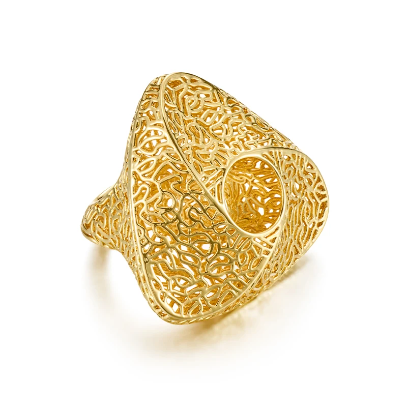 

IVOG Hollow Triangular Shape Design Ring For Women Delicacy Knit Mesh Texture Ring Fashion Jewelry Flagship Store