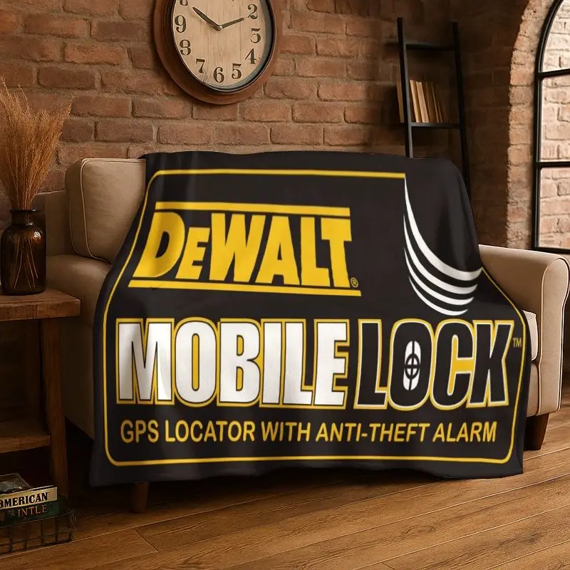 Retro D-DEWALT Electric Tools Logo Soft Flannel Throw Blanket,Warm Cozy Blanket for Bed,Couch,Sofa,Bedroom,Living Room,Camping