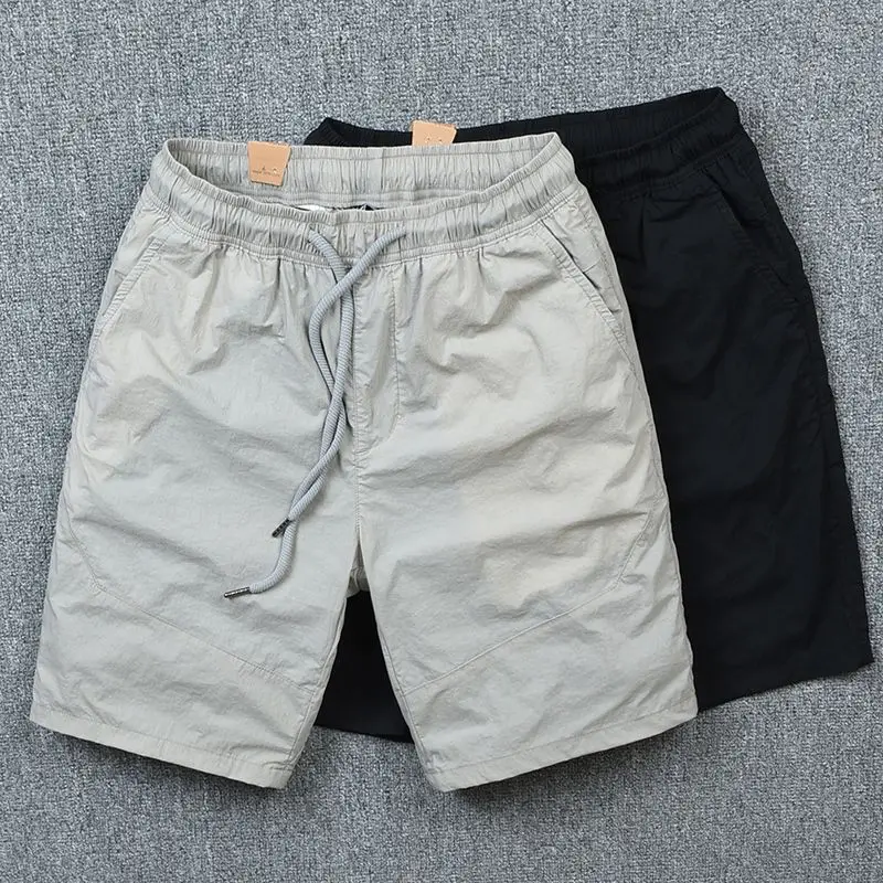 

Ice Silk Casual Shorts Men's Summer Thin Elastic Loose Straight Cut Quick Dry Five-Quarter Length Cool Feeling Workwear Trousers