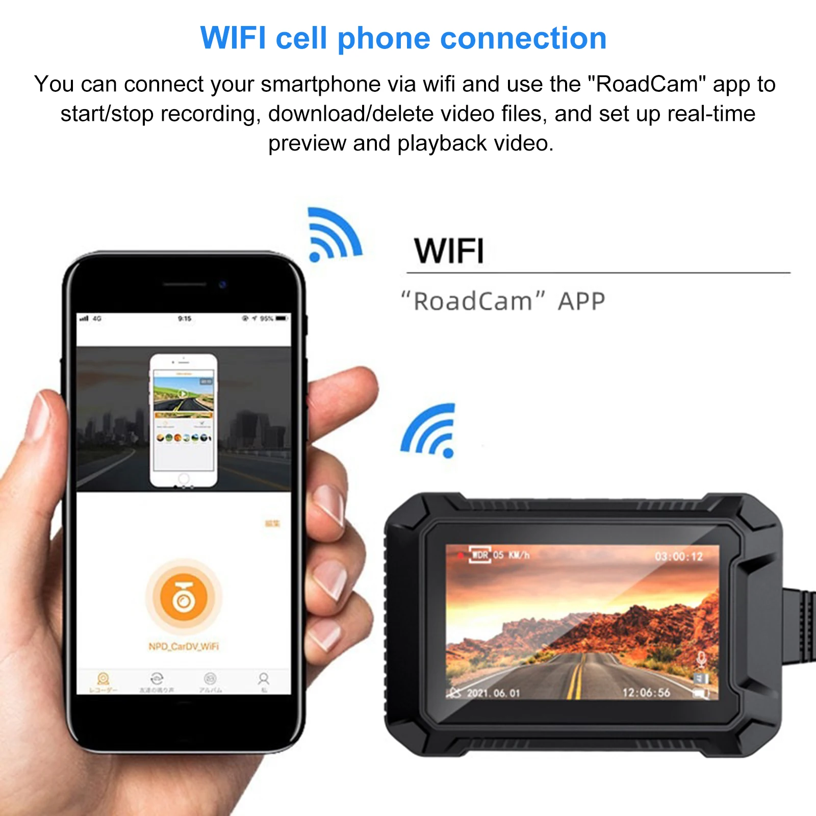 

3-дюймовый рекордер для вождения мотоцикла, водонепроницаемый экран с двумя камерами 1080P, поддержка Wi-Fi, GPS, циклическая запись с датчиком силы тяжести