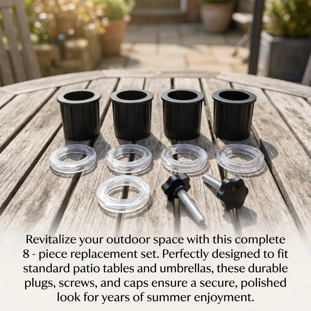 Umbrella Parts Kit for Repairing Outdoor Patio Umbrellas Including Hole Ring Cover Cap Stand Base Screw and Pole Cap