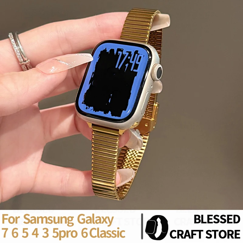 18 20 22mm Magnetic Stainless Steel Band for for Samsung Galaxy Watch 7 6 5 4 Classic Slim Metal Wrist Strap for Huawei GT 6 5 4