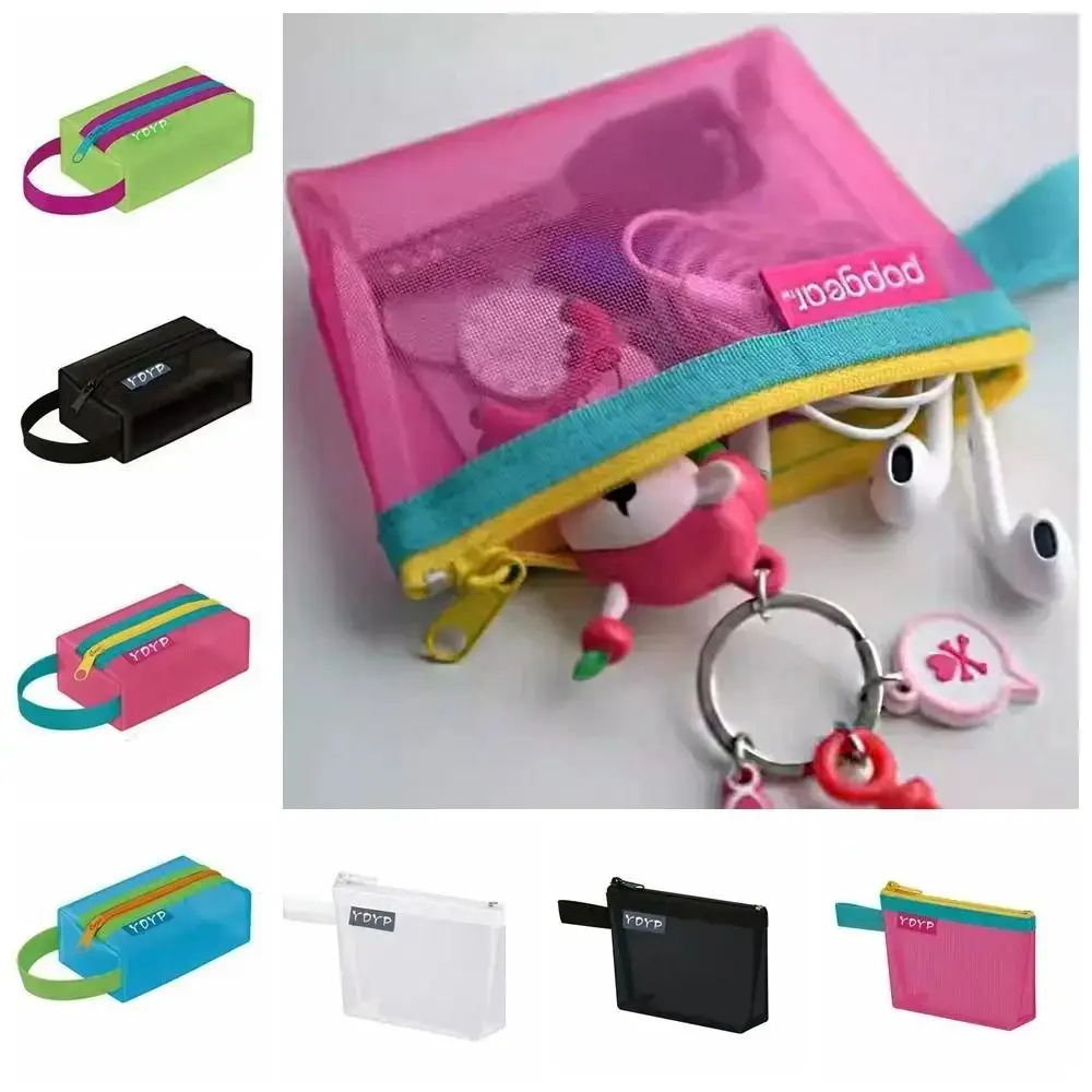 New Portable Zipper Pouch Coin Purse ID Credit Card Mesh Storage Bag Travel Organizer File Bag Lipstick Bags