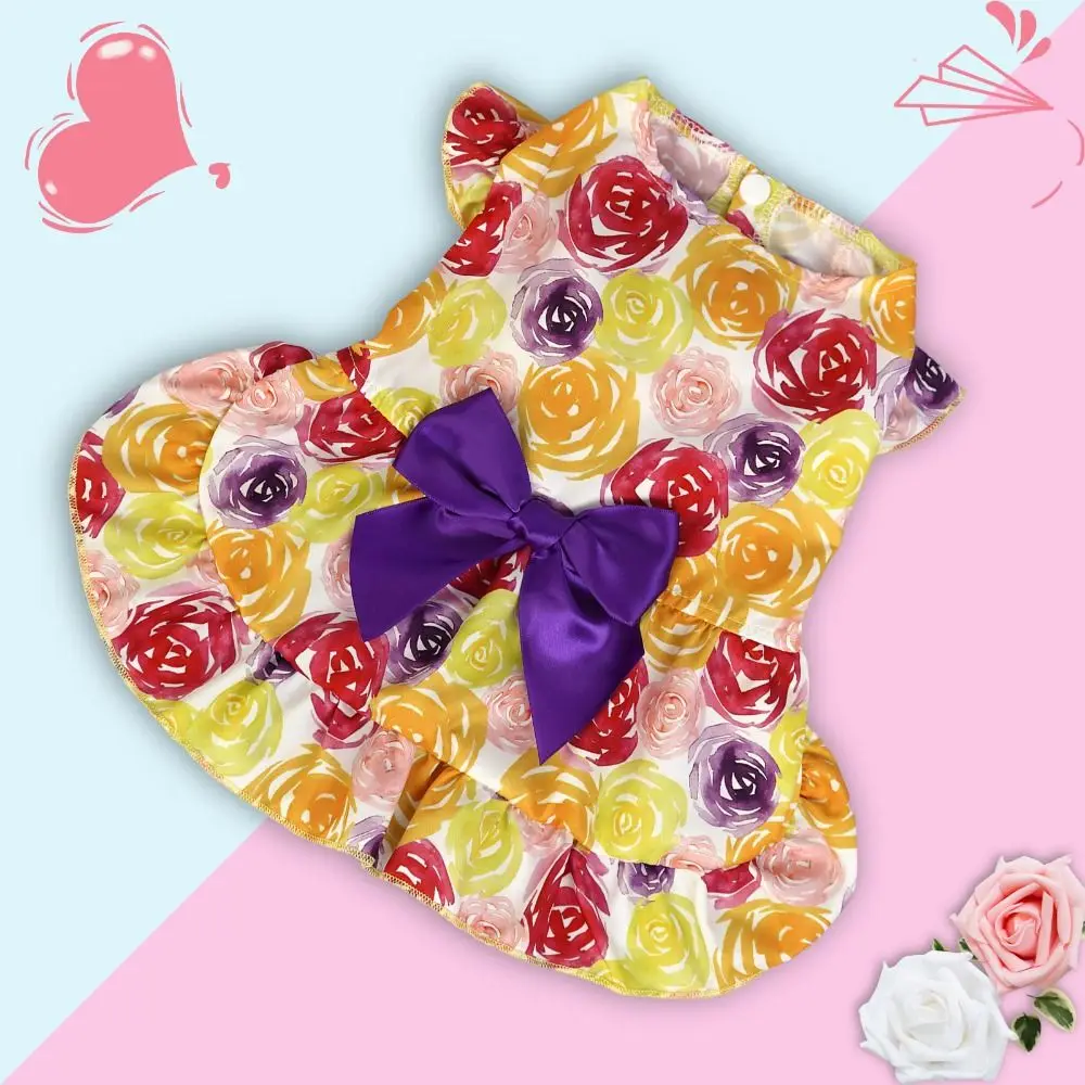 

Universal Lovely Pattern Dog Wedding Dress Comfortable Cartoon Pet Princess Skirt Washable Dog Sleeveless Skirt Spring/Summer