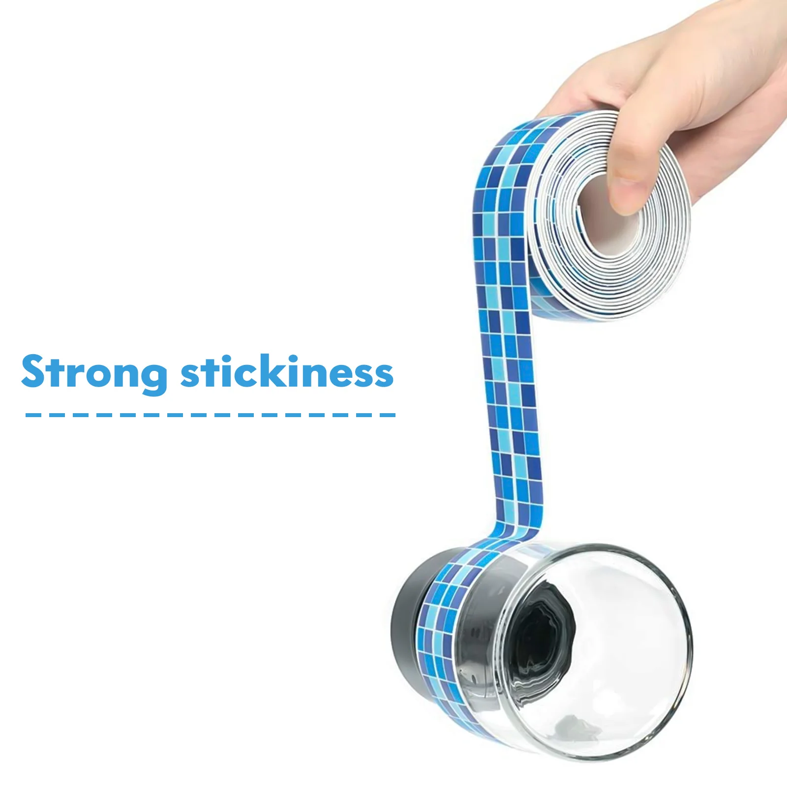 

1 Roll Self Adhesive Pool Waterproof Mosaic Stickers Flexible Wear Resistant 90 Degree Bending Bath Kitchen