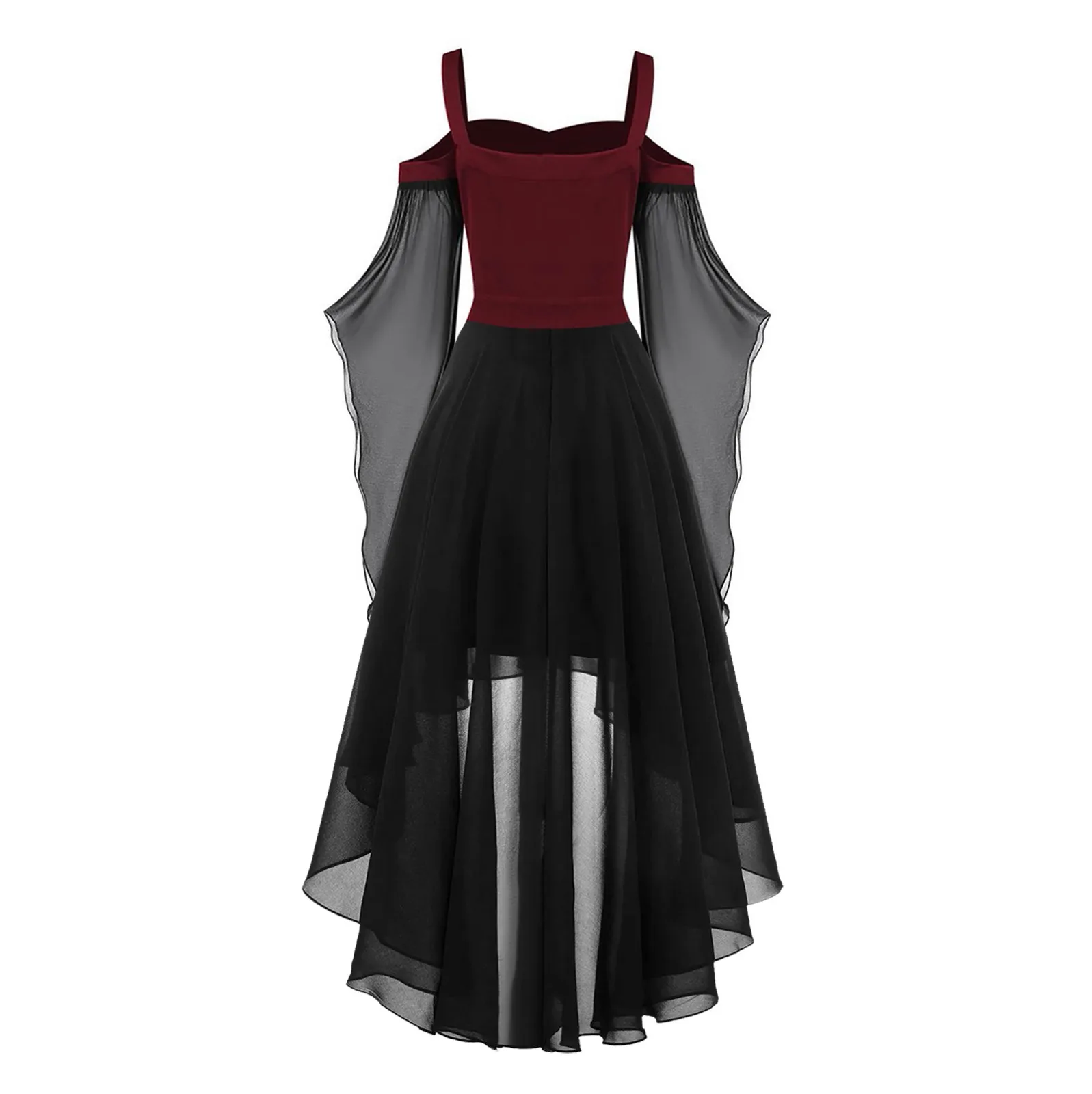 Costumes de cosplay de sorcière d'Halloween pour femmes, robe à lacets, bandage éducatif, maille pure, longue robe de soirée trapèze, gothique, initié au démarrage