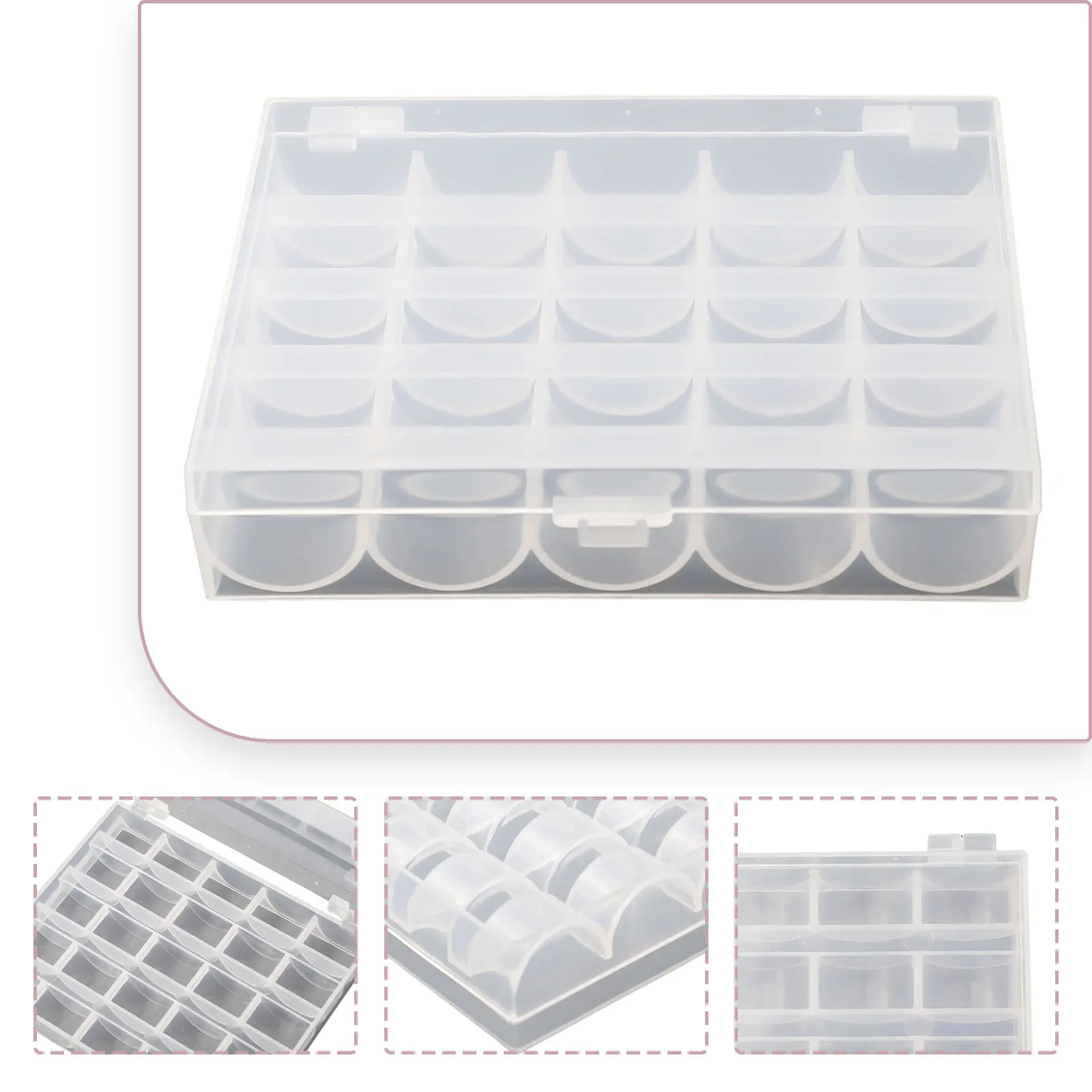 

Отличные инструменты для рукоделия: пластиковые многоразовые шпульки для швейных машин, стандартный прозрачный органайзер для хранения шпульок.