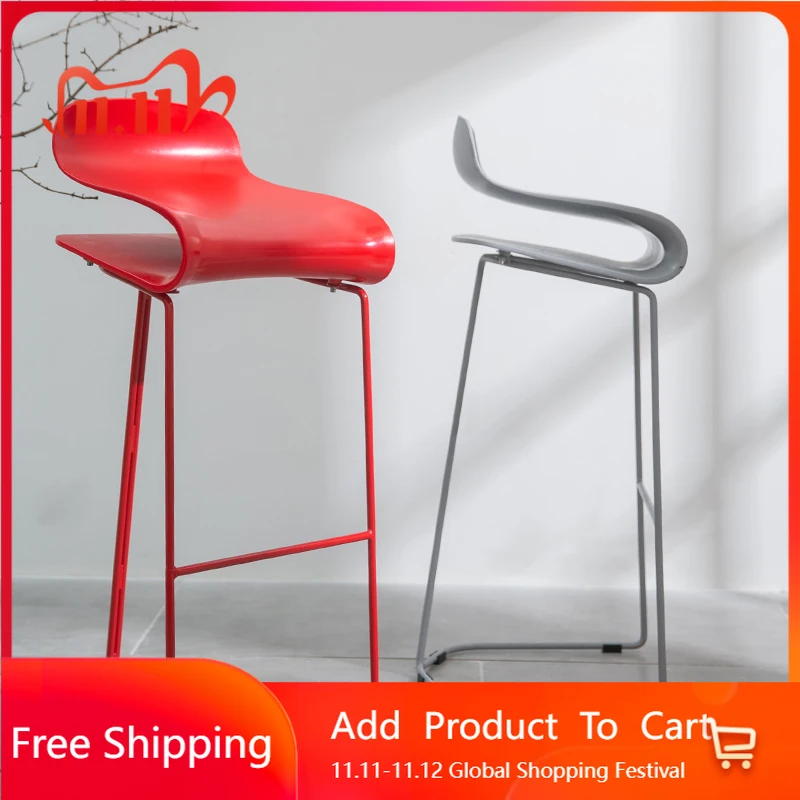 

Plastic Nordic Bar Chairs Ergonomic Design Modern Reception Adults Bar Stools Reception Lounge Fashion Sillas De Bar Furniture